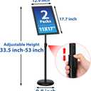 Adjustable Sign Holder Stand - 2Pack 11x17 Inch Pedestal Poster Sign Stand, Heavy Duty Floor Standing Sign Stand Aluminum Snap Open Frame for Church Business Store Sign Holder Stands (Black)