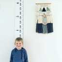 Kids Growth Chart, Wood Frame Fabric Canvas Height Measurement Ruler from Baby to Adult for Child's Room Decoration 7.9 x 79in (7.9 x 79in, White & Black)