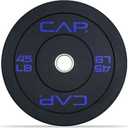CAP Barbell Economy Olympic Bumper Plate with Blue Logo, Black, 45 lb Single