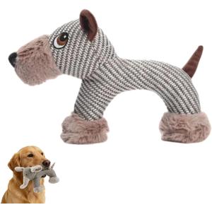 Linen Animal Shape Cotton Rope Dog Chew Toy, Squeaky, Sturdy Linen Fabric (Dog)