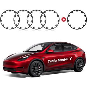 Pack of 5 All-in-one Wheel Rim Protector for Tesla Model Y 21'' Uberturbine Wheel - Strips for Curb Rash Prevention - Set of 5 Rim Protector Easy to Install(Gunpowder,21'',5pcs)