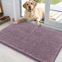 OLANLY Dog Door Mat for Muddy Paws 36x24, Absorbs Moisture and Dirt, Absorbent Non-Slip Washable Doormat, Quick Dry Chenille Mud Mat for Dogs, Entry Indoor Entryway Carpet for Inside Floor, Deep Plum