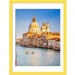 wyooxoo 18x24 Poster Frame Yellow Made of Solid Wood Picture Frames Display Pictures 16x20 with Mat or 18x24 Without Mat Colorful Frame For Horizontal Vertical Wall Mounting