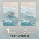 Coastal Beach Bathroom Mat Quick-Drying Non-Slip Rubber Bath Mats Super Absorbent Sand Wave Blue Teal Bath Mat Instant Dry Bathroom Rug in Front of The Kitchen Sink, Shower Room, Bathtub,16"x24"