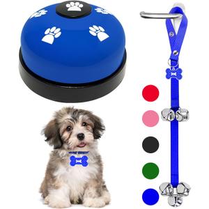 2 Pack Dog Door Bells, Dog Doorbell to go Outside Puppy Train Bell for Dogs to Ring to go Potty, Puppy Toilet Training Bell Jingle Bells for Door Knob (Dark Blue)