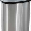PayLessHere 13 Gallon / 50 Liter Trash Can Stainless Steel Touchless Trash Bin Oval Shape Office Waste Bin for Kitchen Bathroom Bedroom Living Room with Lid Powered by Batteries (not Included)