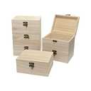 Cregugua 2 Pack Unfinished Wood Box Rectangle Crafts Wooden Box for Painting DIY Project (outer: 5 x 6.7 x 3.1 In)