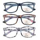 FEIVSN 3 Pack Bifocal Reading Glasses for Women Men Bi-focal Readers PC Frame Fixed Hinge Dual Focal Clear Top Eyewear,+1.25