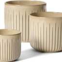 LE TAUCI Ceramic Planters, 8.3+6.9+5.7 Inch Plant Pots for Indoor Plants, Sturdy Planter Pots with Drainage Holes, Round Planters Pot for Indoor House Plants, Set of 3, Glaze Cloud Cream
