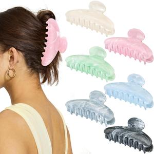 6 Pack Hair Claw Clips for Women - Large Non-Slip Claws for Thick Thin Hair, Cute Hair Barrettes Elegant & Durable, Fashion Hair Accessories Stylish Jaw Clips for Girls Gift (Assorted Colors)
