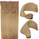 Real Human Hair Lace Clip In Hair Extensions Thick Ends 20inch 120g Color Dirty Blonde #18 Remy Hair Extensions Silky Soft Double Wefted Lace Backed Clip Ins