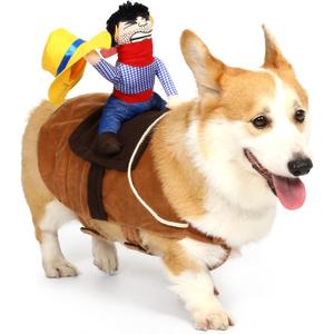 T2Y Cowboy Rider Dog Costume - Halloween Dog Costumes for Small Dogs and Cat, Dogs Clothes Knight Style with Doll and Hat for Halloween Day, Suitable for Yorkie, Chihuahua, Schnauzer, XS