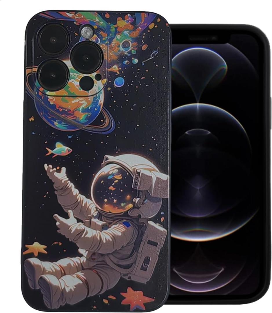 Compatible with iPhone 16 pro max case Anti Scratch Shockproof Soft Astronaut Pattern Design iPhone 16 pro max Silicone case Suitable for Boys and Girls Teenagers Men and Women 6.9 inches 