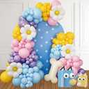 MOMOSHERO Blue Balloons Arch Garland Kit 142Pcs,Paw Dog Birthday Party Decorations,Sunflower Bone Foil Balloons Blue Purple Yellow Pink Balloons for Boys Girls Blue Puppy Theme Baby Shower Supplies,Set of 3