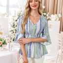 Timeson Ladies Tops and Blouses: 3/4 Sleeve Fall Outfits — Plus Size Blouses for Women — Womens Dress Shirts Business Casual Clothing Ladies Tops Dressy Work Elegant Office Wear Peasant Flowy Tunic