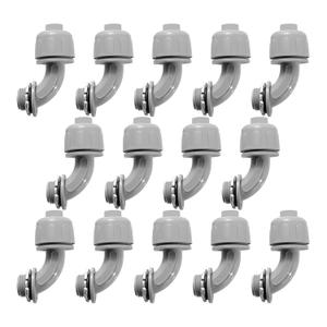 1/2-Inch Liquid Tight Conduit Connectors, NPT Non-Metallic Connector for PVC Electrical Flexible Conduit Fittings, 90-Degree, for Home Outdoor Tubes Tools, UL Listed, Grey, 14-Pack