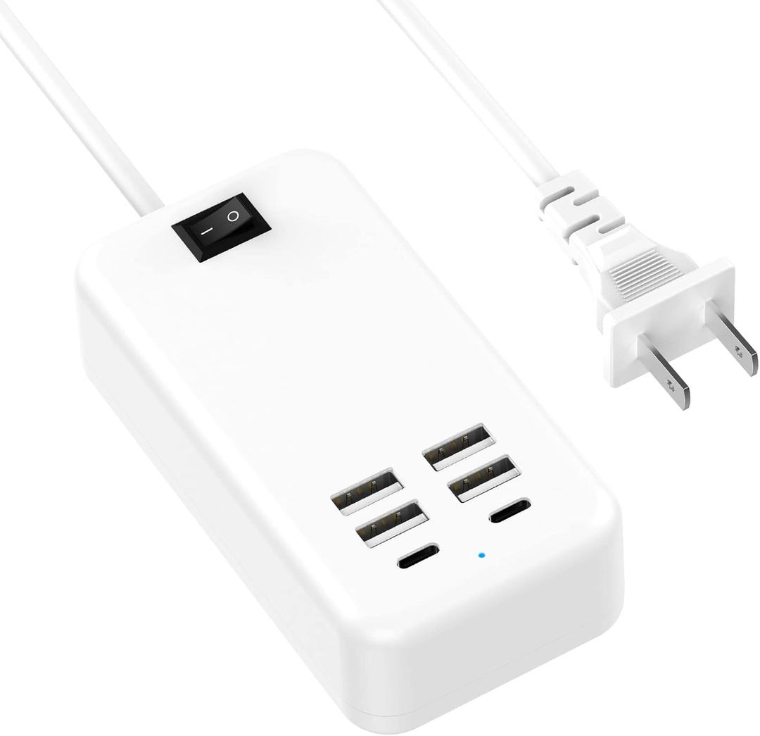 6 Port USB Charger Station - USB C Charging Hub for Multiple Devices, iPhone 14/13 Pro Max/13 Pro/13, iPad Pro, Switch, Galaxy S21 (White) 6 Port USB Charger Station - USB C Charging Hub for Multiple Devices, iPhone 14/13 Pro Max/13 Pro/13, iPad Pro, Switch, Galaxy S21 (White)