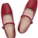 ATHMILE Mary Jane Shoes Women Ballet Flats Shoes for Women Slip on Comfortable Dressy Adjustable Strap for Work Office Business Casual (8.5, Dark Red)