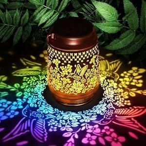 Solar Lanterns Outdoor Waterproof Hummingbird Garden Decor Gifts for Women Mom Grandma Sister Metal Colorful Solar Lights Solar Garden Decoration Outside for Yard, Patio, Backyard, Porch, Lawn
