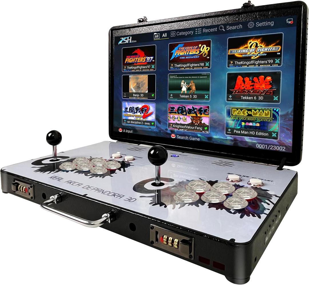 Portable 20000 in 1 Metal Box 3D Arcade Game Console, 22 inch Screen Retro Electronic Game Console, with Search/Hide/Save/Load/Pause Functions, 20.86 X 12.99 X 14.96 Inches