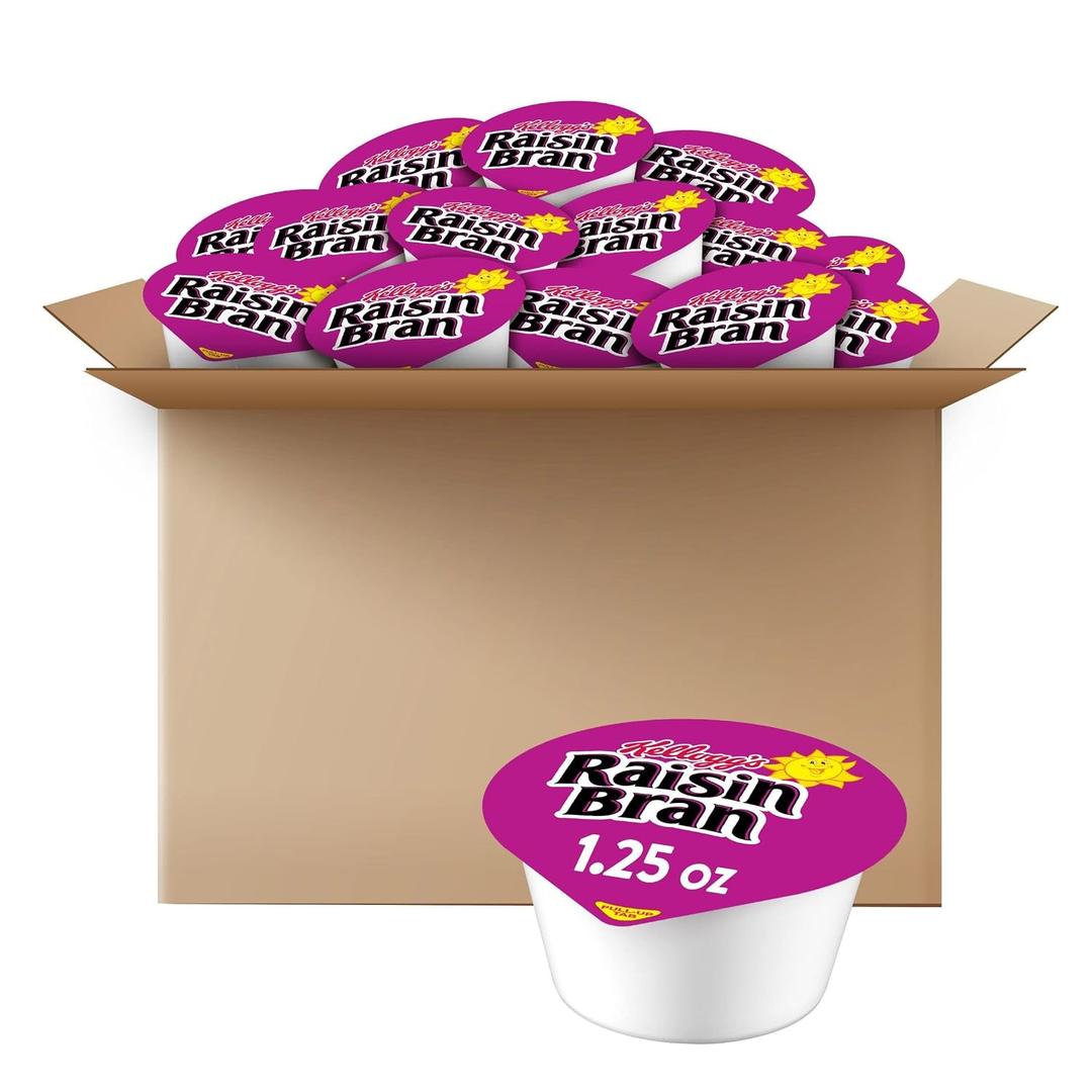 Kellogg's Raisin Bran Breakfast Cereal Cups, Fiber Cereal, Family Breakfast, Original (96 Cups), BB May 27, 2026