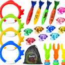 EnriQ Pool Toys for Kids Ages 4-8 8-12 Pool Diving Toys and 9 Big Colorful Diamond with Storage Bag Swim Dive Toy for Kids Underwater Gemstone Swimming Training Gift Water Pool Games