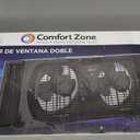 Comfort Zone Window Fan for Bedroom, 9 inch 3 Speed Dual Fans with Auto-Locking Expanders, Window Exhaust Fan, Removeable Bug Screen, Black