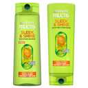 Garnier Fructis Sleek & Shine Shampoo (22 Fl Oz) + Conditioner (21 Fl Oz) Set for Frizzy, Dry Hair, Plant Keratin + Argan Oil (2 Items), 1 Kit