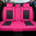Comfortable Leather Auto Car Seat Covers Front & Rear Seat Protector Fit Sedan SUV 5 Seats Full Set Universal Fit (Black & Rose)