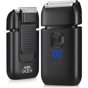 Electric Foil Razor for Men, Electric Shavers with Pop-Up Trimmer Rechargeable - 2-Speed Adjustable, Travel Lock, 120 Mins Runtime, Double Floating Blades for Men's Face Close Shaving (Black)
