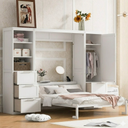 Ball & Cast Ball & Cast Murphy Bed Queen Size,Hideaway Wall Beds with Shelves & Storage Cabinet,Murphy Beds can be Folded,Bedroom Folding Bedframe for Guest Room