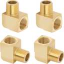 4pcs 3/8 NPT 90 Degree Barstock Street Elbow Brass Fittings, 3/8" NPT Male to 3/8" NPT Female Thread Elbow Forged Brass Pipe Fitting
