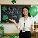 St Patricks Day Teacher Lanyard with Cute Leprechaun Beads, St Patricks Day Lanyard Breakaway Clasp for ID Badges, Fit for School and Classroom Use