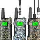 Walkie Talkies for Kids Rechargeable,Toys for Boys and Girls Ages 3-12, 3 Pack Long Range 2-Way Radios, Birthday Gifts,Christmas Stockings, Outdoor Play, Family Games, Hiking Camping Gear (Camouflage)