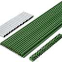 RAOOKIF Garden Stakes 6ft, 6ftx20 Pcs Plastic Coated Steel Plant Support Stakes Kit with 40 Connectors 40 Rotatable Clips, DIY Outdoor Plant Support Stakes for Growing Climbing Plants