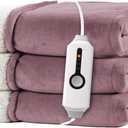 RALYSUN Electric Heated Blanket Twin Size 62"x84" - Dual-Sided with Microplush & Sherpa Fabric, 4 Heat Settings & 10 Hours Auto Off, Machine Washable - Berry