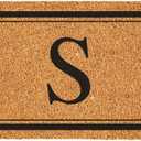 Evergreen Monogram Extra Large Coir Doormat, 60x24 Inches Front Door Mat, Outdoor Indoor Entrance Rug, Welcome Mat for Double Doors Porch Patio, Housewarming Gift, Letter S