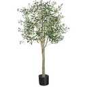 YOLEO 6FT Tall Artificial Olive Tree Faux Silk Plant for Home Office Indoor Decor Fake Olive Tree with Lifelike Olive Leaves
