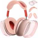 for AirPods Max case Cover,Anti-Scratch Ear Pad Case Cover/Ear Cups Cover/Headband Cover for AirPods Max. Clear Soft TPU and Silicone,Skin Scratch Proof. (3 in 1 Silicone & TPU, 3PC-Glitter Pink)