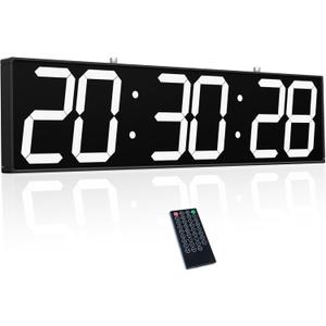 CHKOSDA 28.5 Double Sided Digital Wall Clock, Multifunctional Led Countdown Clock with Timer, Temperature and Date Display, Hanging Digital Clock Large Display for Corridors, Hospitals (White)