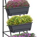 OYEAL Raised Garden Bed 4 Tier Vertical Garden Planter Indoor Outdoor Raised Planter Box with Legs Elevated Herb Garden Planters for Flowers Vegetables Plants, Grey (Gray)