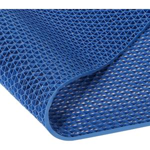 4x10 Ft Non Slip Drainage Floor Mats, PVC Pool Flooring Mat for Deck, Mesh Hollow Drainage Mat,Rubber Drainage Mat Roll for Bathroom Garage Basement Backyard Commercial Kitchen Wet Area (Blue)