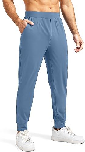 Blouty Men's Joggers Pants with Zipper Pockets Stretch Workout Athletic Sweatpants Gym Golf Joggers for Men Casual Running (White,Medium)