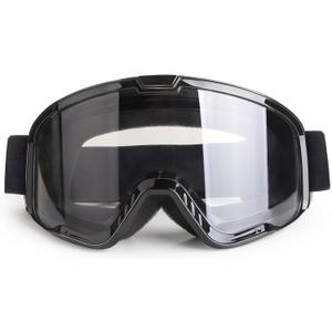Motorcycle Goggles for Men Women Motocross Dirt Bike ATV Riding Windproof Glasses Wide Vision Powersports MX MTB Offroad Skiing Goggles UV Anti-Fog Scratch Dustproof - Clear (Black Frame + Clear Lens)