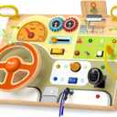 Montessori Toddler Toys - Baby Wooden Busy Board - Sensory Toys with Light Switch - Travel Toys for Educational Toddler Activities for Toddlers 1 2 3 4+ Year Old