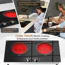 2 Burner Electric Cooktop 24 Inch, 120V Electric Stove Top with Countertop & Built-in Design, 1800W Knob Control Radiant Ceramic Cooktop with Safety Lock, 9 Level Power, 99 Min Timer - Plug in, 23.6 inches x 13.3 inches