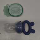 Haakaa Baby Fruit Food Feeder & Mini Freezer Nibble Tray Combo, Breastmilk Popsicle Molds for Baby Cooling Relief, BPA Free Silicone Feeder for Safe Infant Self Feeding, 4 Month+ (Steel Blue)