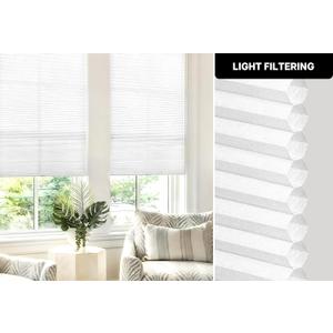 LazBlinds No Drill Cordless Cellular Shades, 35" W x 64" H, White