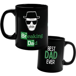 DAD Funny Mug & Best Ever Back Text - Father's Day Daddy's Coffee Cup - 11oz (Breaking Dad Black)