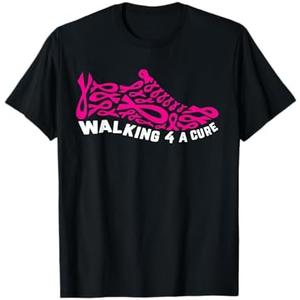 Breast Cancer Pink Ribbon Walk For Cure Cool Awareness Gifts T-Shirt (Black, L )